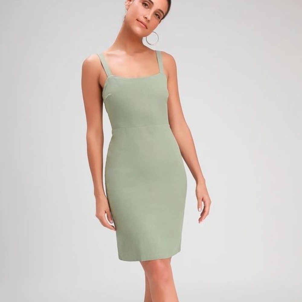Lulu's WASHED OLIVE GREEN OPEN BACK MIDI D